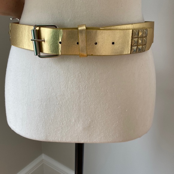 Vintage MK leather gold studded belt Y2K 80's punk riveted large Michael Kors - Picture 3 of 13